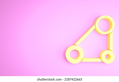 Yellow Timing Belt Kit Icon Isolated On Pink Background. Minimalism Concept. 3d Illustration 3D Render.