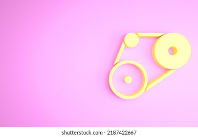 Yellow Timing Belt Kit Icon Isolated On Pink Background. Minimalism Concept. 3d Illustration 3D Render.