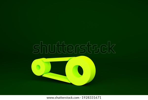 Yellow Timing belt\
kit icon isolated on green background. Minimalism concept. 3d\
illustration 3D\
render.
