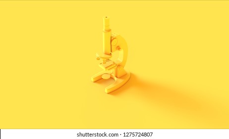 Yellow Traditional Microscope 3d illustration 3d render