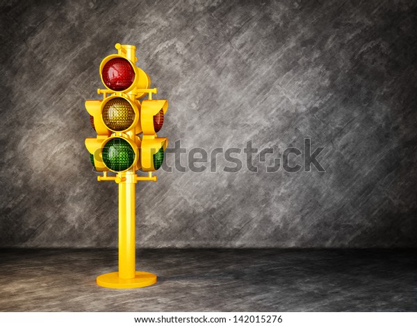 yellow traffic light
on a grunge
background