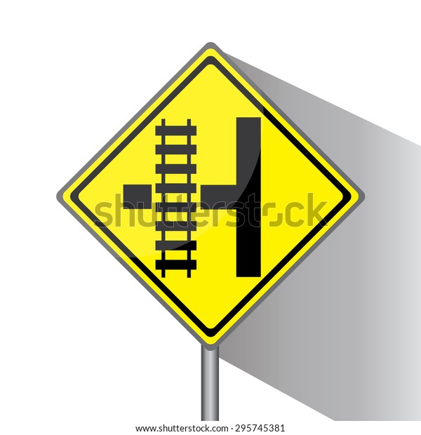 Yellow Traffic Square Shaped Unsecure Railroad Stock Illustration 