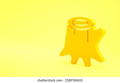 Yellow Tree Stump Icon Isolated On Yellow Background. Minimalism Concept. 3d Illustration 3D Render.