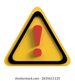 Yellow triangle with red exclamation point suitable for warning signs 3d , caution messages, alerts, safety projects, and attentiongrabbing designs