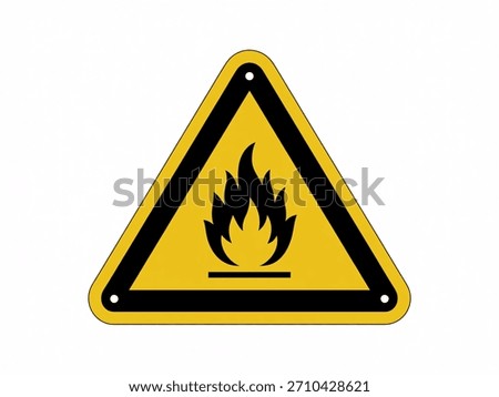 A yellow triangular warning sign with a black flame symbol in the center.