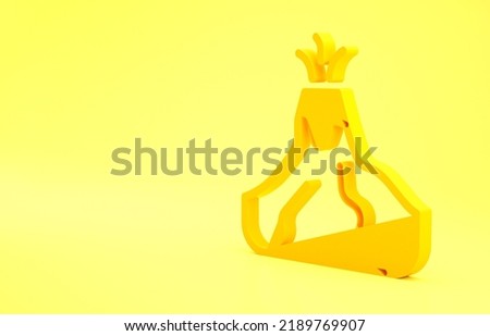 Yellow Volcano eruption with lava icon isolated on yellow background. Minimalism concept. 3d illustration 3D render.
