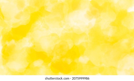 Yellow water color abstract backgroud. Painted yellow bakcground. Yellow water color wallpaper. Yellow aquarelle painting.