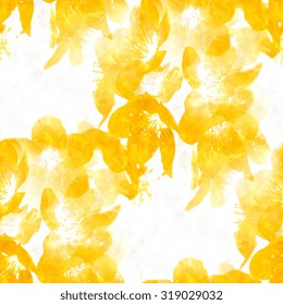 Yellow Watercolor Flowers - Seamless Background