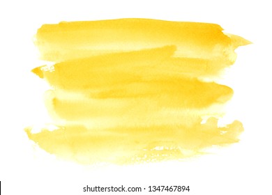 Yellow Watercolor Stain Art Hand Paint Stroke Background