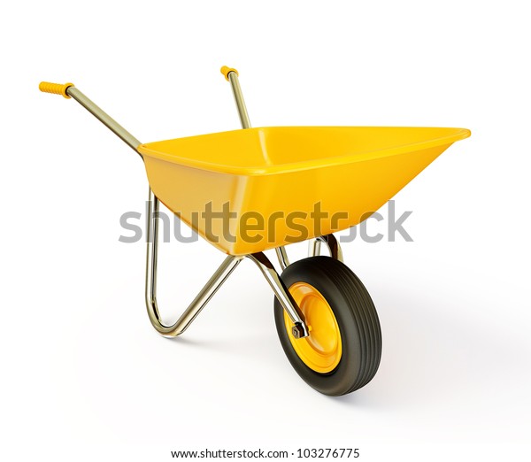 Yellow Wheelbarrow Isolated On White Background Stock Illustration ...