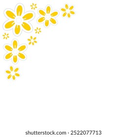 Yellow and white simple flowers, corner border - Powered by Shutterstock