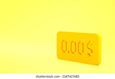 Yellow Zero Cost Icon Isolated On Yellow Background. Empty Bank Account. Minimalism Concept. 3d Illustration 3D Render.