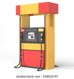 Yellow/red Gas Pump On White Background.3d Render