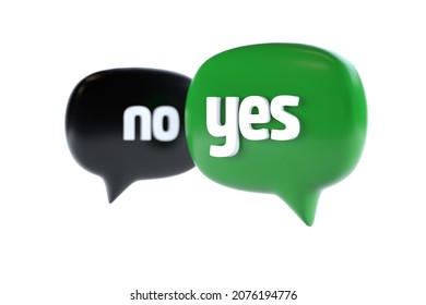 YES Or NO Bubble Speech. 3d Rendering