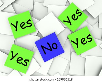 Yes No Notes Showing Affirmative Or Negative