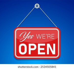 Yes we're open sign door illustration - Powered by Shutterstock