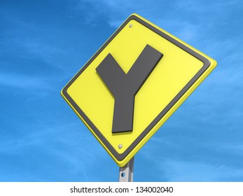 A yield road sign with Y Intersection  icon