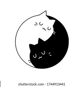 Yin Yang With Black And White Cat