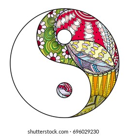 Yin Yang Feather Pattern Zentangle Hand Stock Illustration 696029230 ...