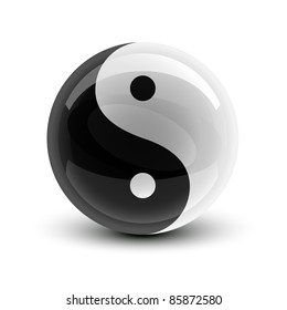 Yin and Yang symbol on a glossy ball
