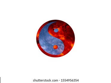 Yin and yang symbolic icon,water and fire element. Vector art.