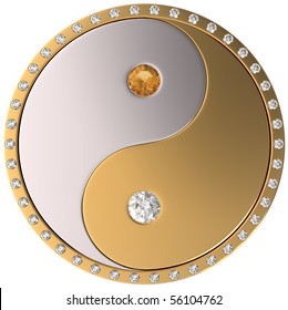 Ying Yang jewel sybmol. Gold and diamonds. Other gems are in my portfolio. Extralarge resolution
