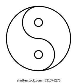 Ying Yang Symbol Of Harmony And Balance. Line Icon