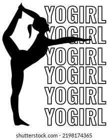 Yo Design Especially For Girls With Yoga Poses And Outline Text. Good For Print On Demand Like T-shirts