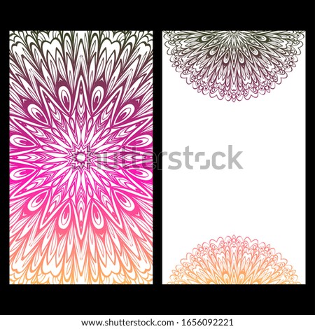 Yoga card template with mandala pattern. For business card, fitness center, meditation class.  illustration