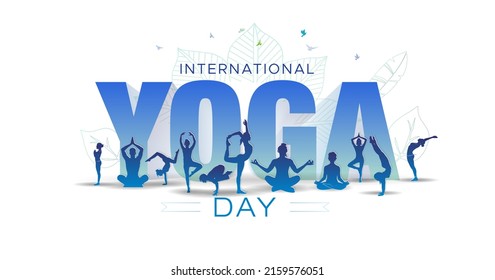 Yoga concept with International yoga day Text. Yoga Body Posture exercise. Group of people practicing yoga. - Powered by Shutterstock