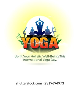 Yoga Day poster concept design. 3D illustration of 21st June, International yoga day typography and background. Group of people relaxing and doing yoga. - Powered by Shutterstock