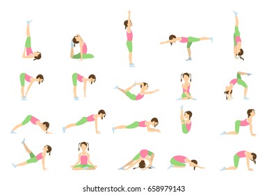 Yoga Kids Isolated Poses Asanas Children Stock Vector (Royalty Free ...