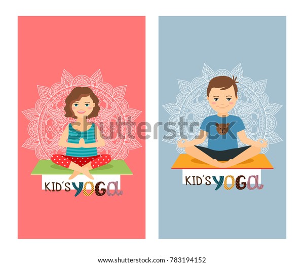 Yoga Kids Colorful Vertical Flyer Design Stock Illustration