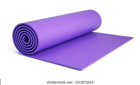 Yoga Mat For Fitness Exercise Isolated On White Background. Fitness Mat - 3d Rendering.