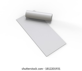 Yoga Mat Mockup Template Isolated On White Background, 3d Illustration.