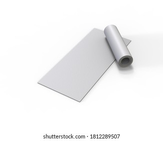 Yoga Mat Mockup Template Isolated On White Background, 3d Illustration.