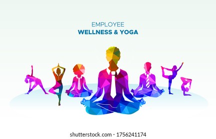 Yoga. Yoga And Meditation. Yoga Day. International Yoga Day Concept. Employee Wellness