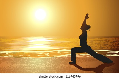 Yoga on a beach - Powered by Shutterstock