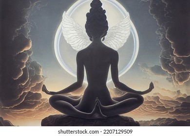 Yoga pose for meditation and sound healing . - Powered by Shutterstock