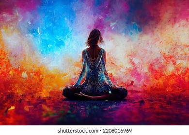 Yoga pose for meditation and sound healing . 3D illustration  - Powered by Shutterstock