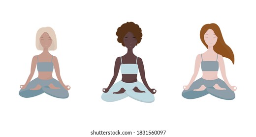 Yoga Poses Images For Scrapbooking And Stickers, Elements For Logo And Website