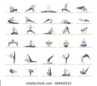 Yoga Poses Seton White Background Relax Stock Vector (Royalty Free ...