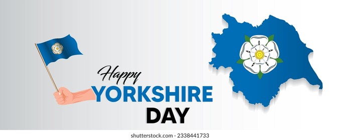 Yorkshire Day Greeting Card- 1st August, happy Yorkshire day national waving flag with hand design map - Powered by Shutterstock