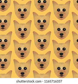 Yorkshire Terrier Dog Head Repeating Pattern Illustration 