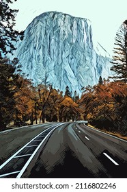 Yosemite Road National Park Abstract