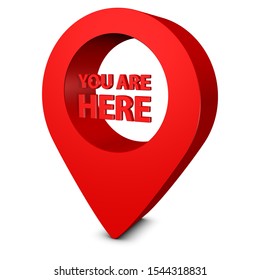 You Are Here Map Pointer - 3D Illustration - Isolated On White Background