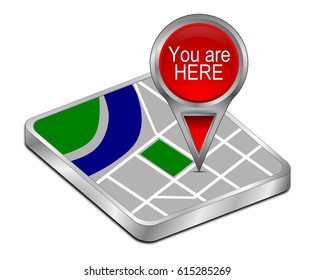 You Are Here Map Pointer - 3D Illustration