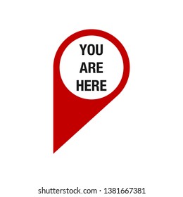 You are here. map pointer icon. GPS location symbol. red Flat design style.