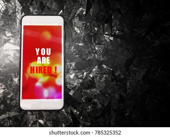 You are hired word on mobile phone on gradient abstract background - Powered by Shutterstock