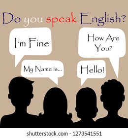 You Speak English Four People Speak Stock Illustration 1273541551 ...